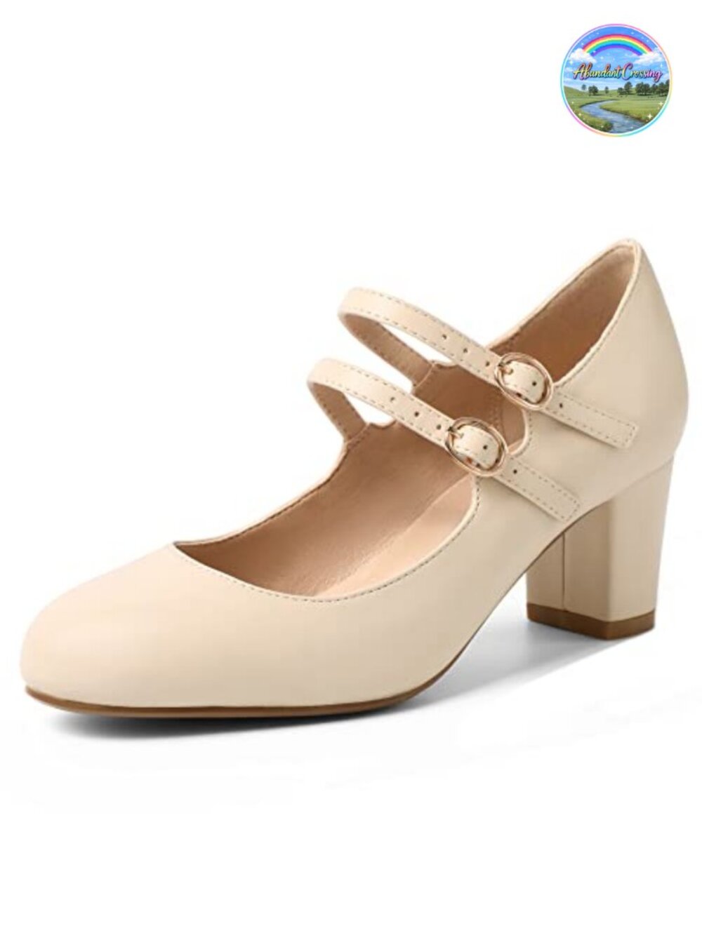 IDIFU Women's Mary Jane Chunky Block Heel Pumps 2.5" Ankle Strap Dress Shoes